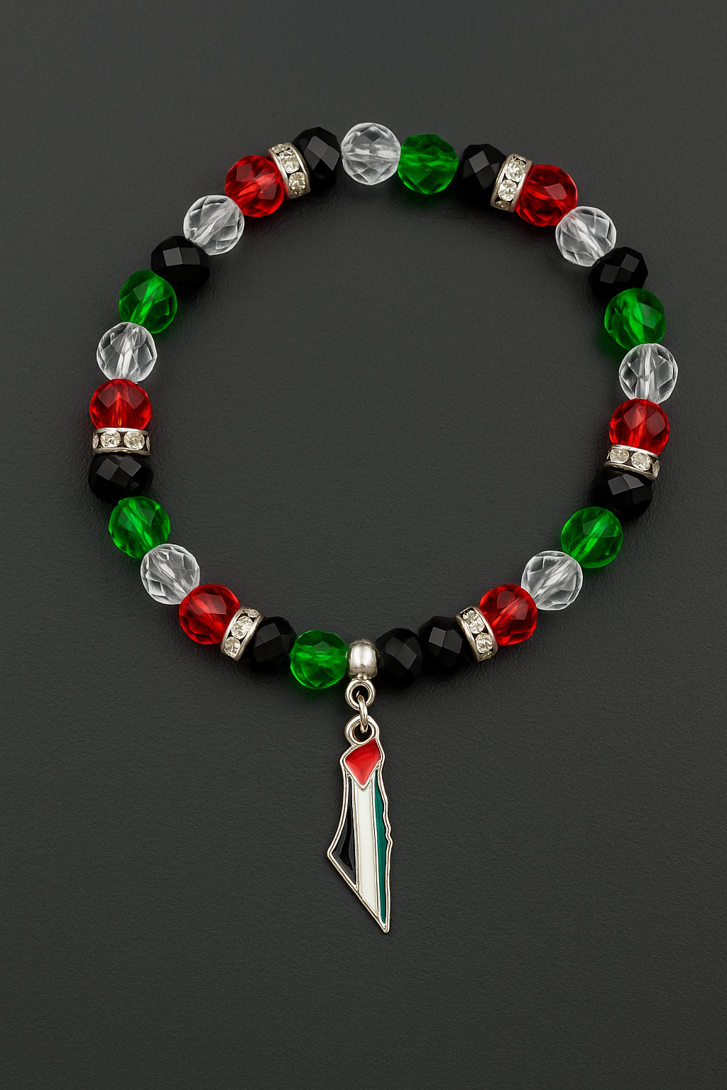 Palestinian Flag Beaded Bracelet – Handmade with Charm