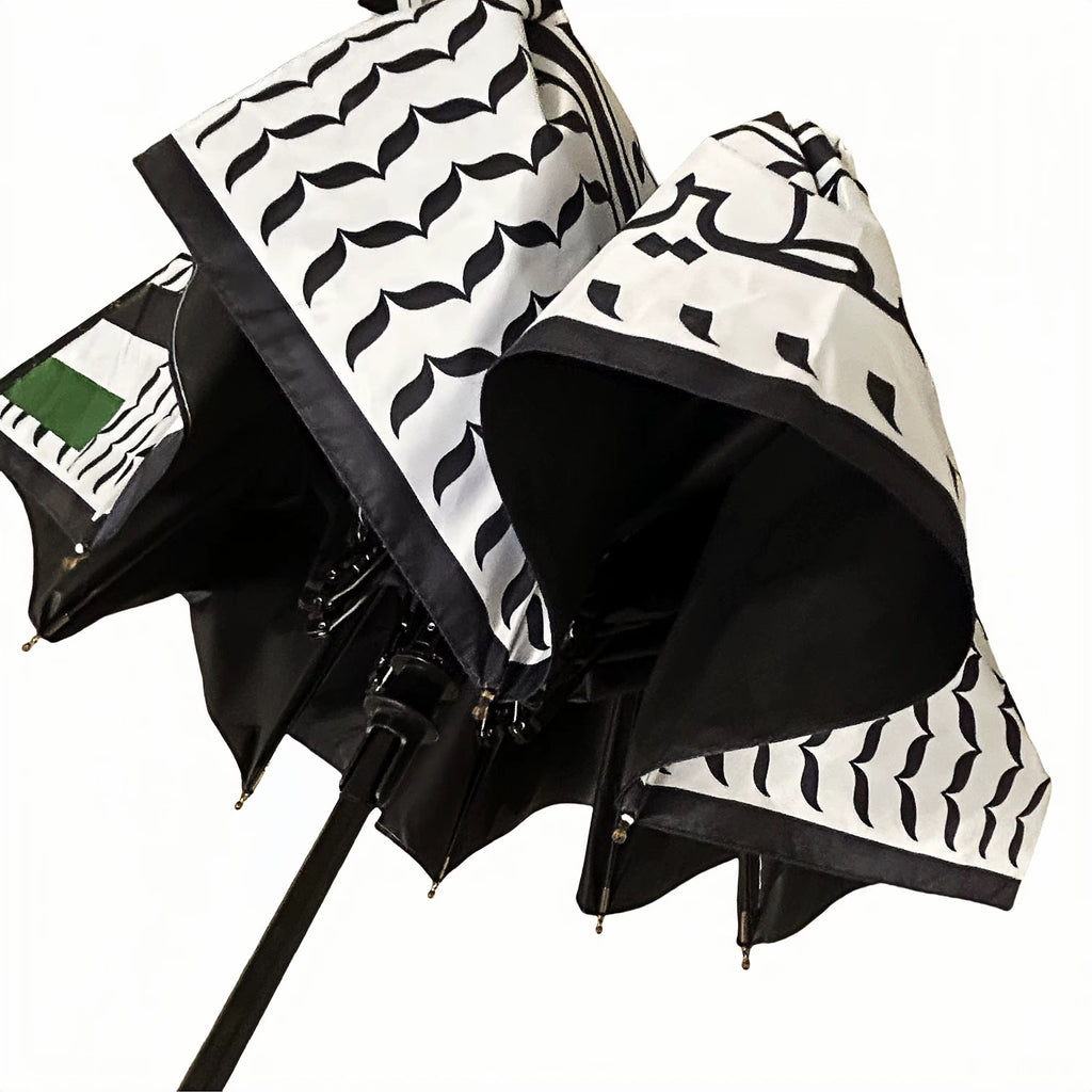 Palestine Flag & Kuffiya Pattern Umbrella – Automatic Open