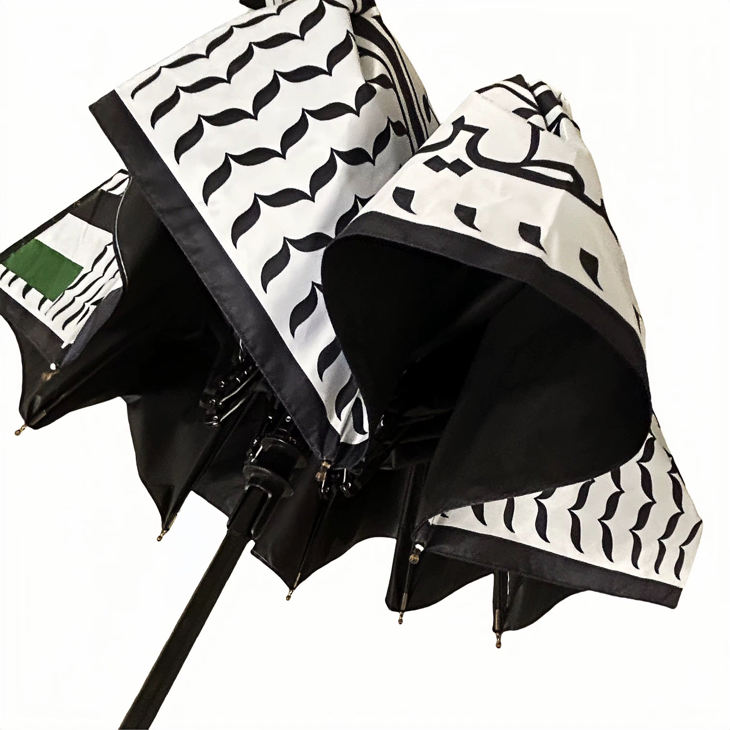 Palestine Flag & Kuffiya Pattern Umbrella – Automatic Open