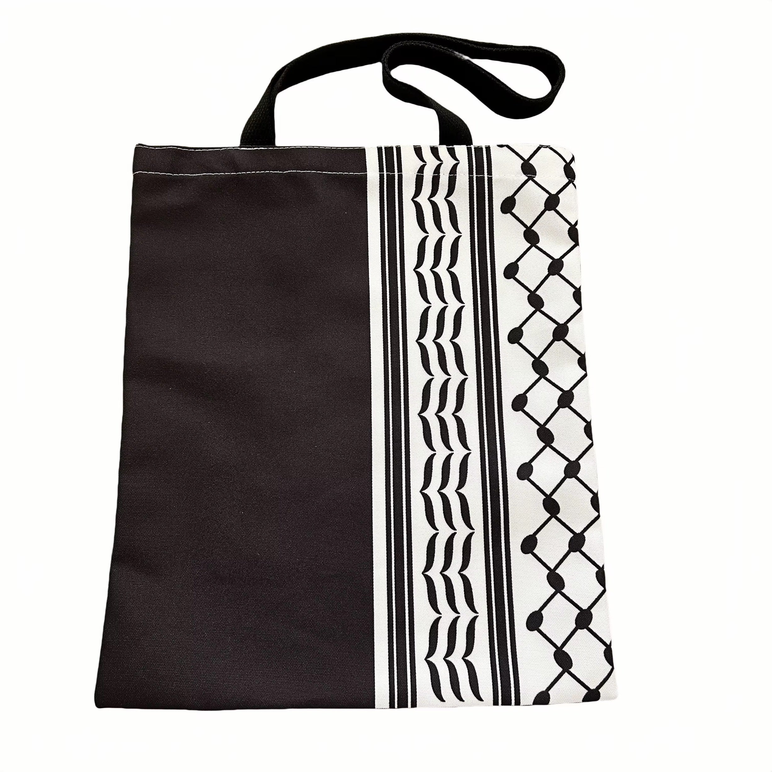 Palestinian Kuffiya Pattern Tote Bag – Black