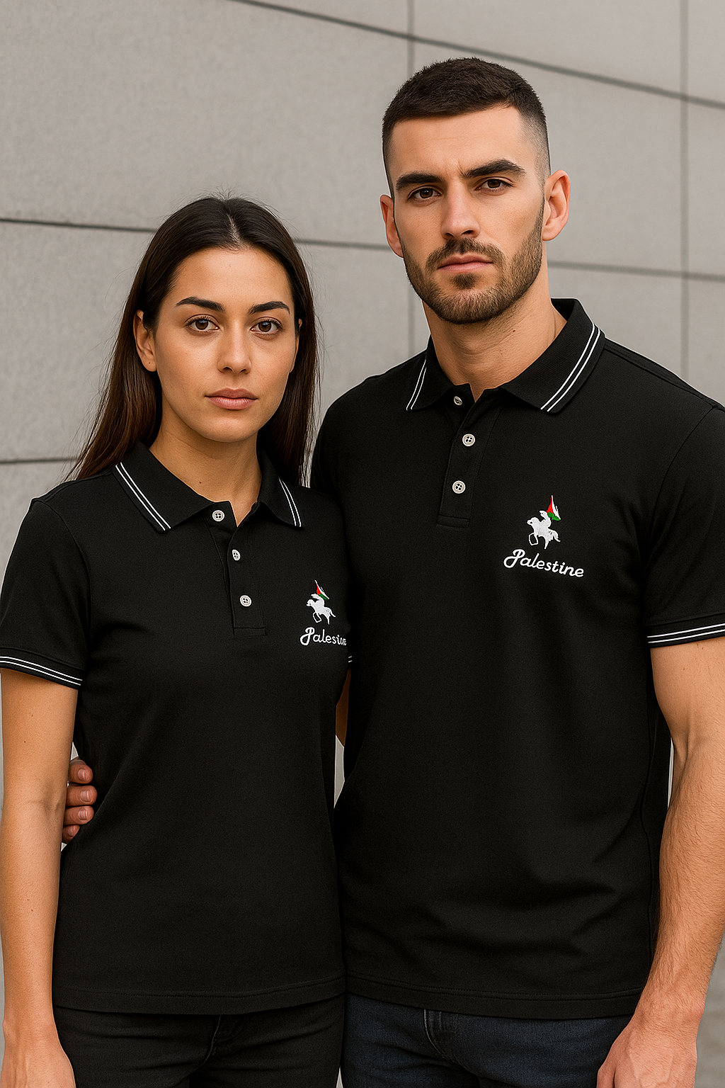 Palestine Emblem Polo Shirt – Black Unisex Fit