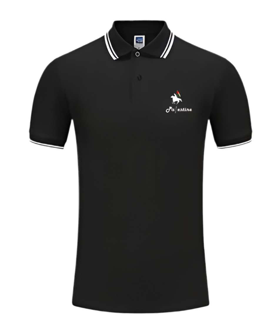 Palestine Emblem Polo Shirt – Black Unisex Fit