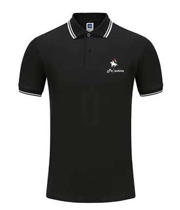Palestine Emblem Polo Shirt – Black Unisex Fit
