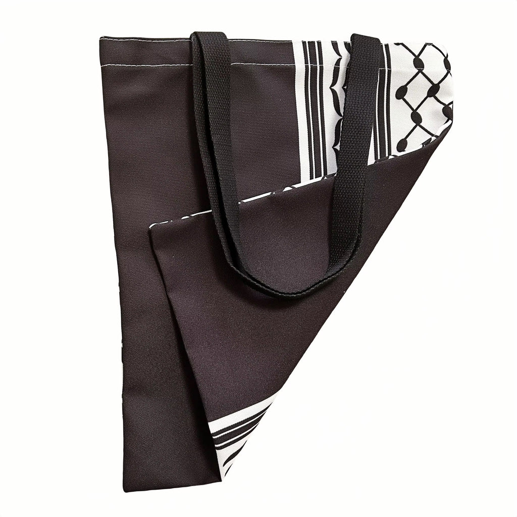 Palestinian Kuffiya Pattern Tote Bag – Black