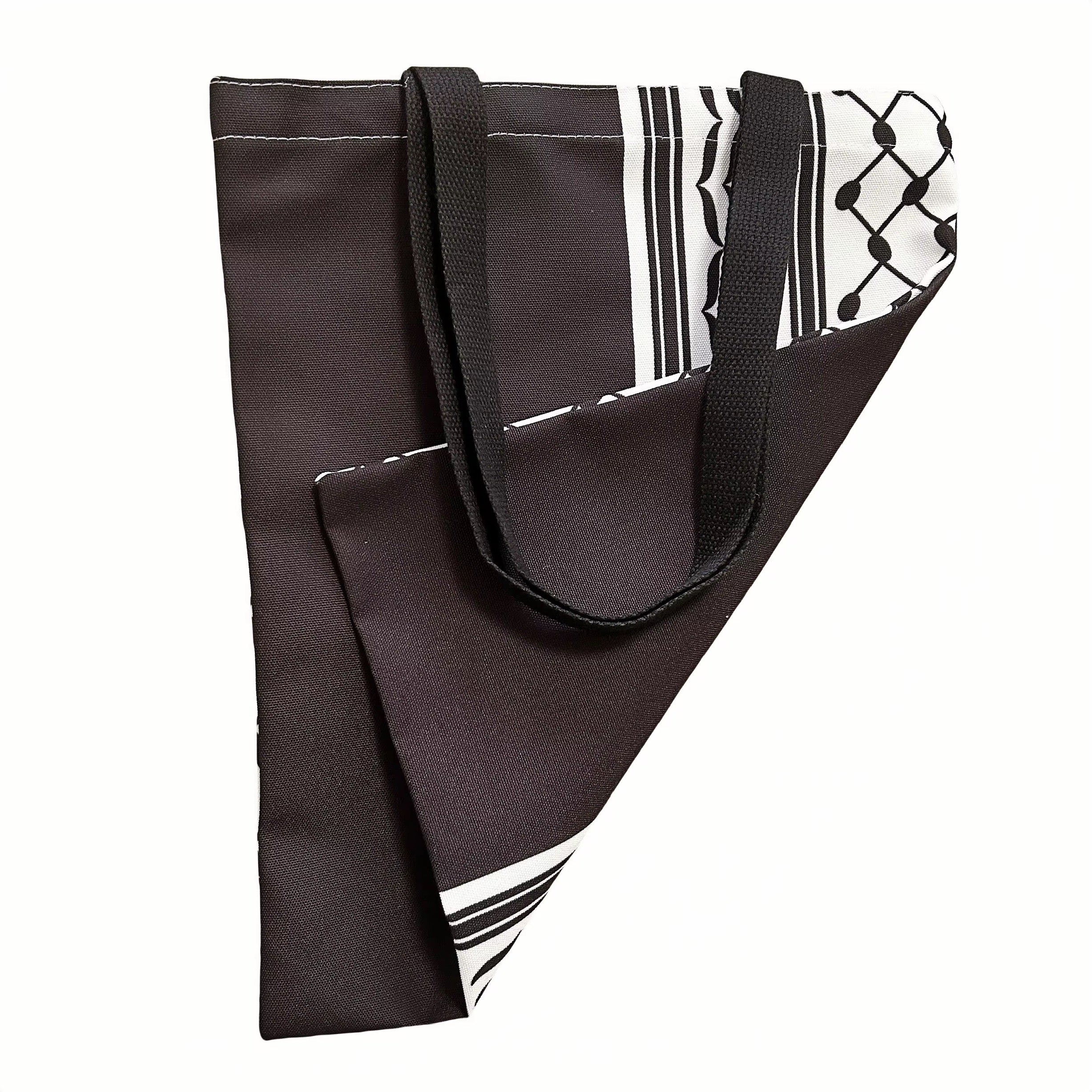 Palestinian Kuffiya Pattern Tote Bag – Black