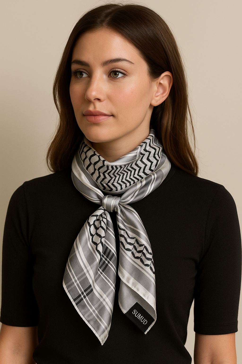 Kuffiya Silk like Statement Scarf