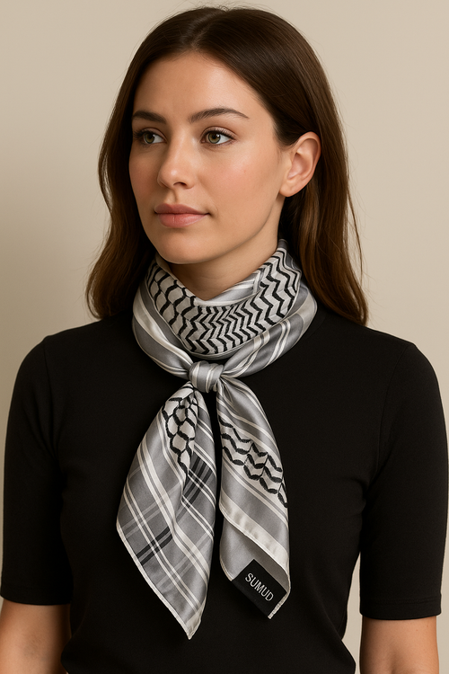 Kuffiya Silk like Statement Scarf
